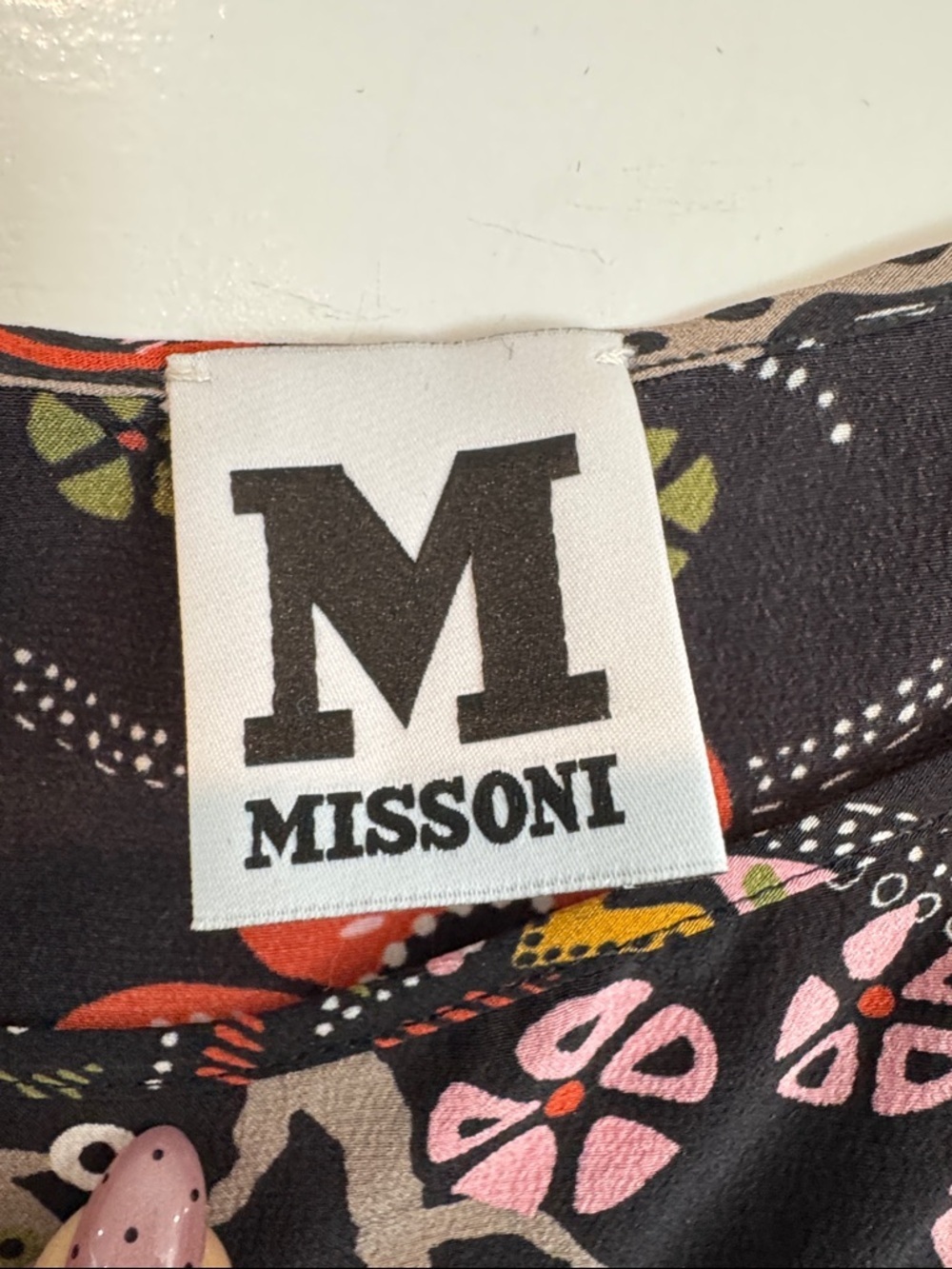 Missoni Black Floral Paisley Boatneck Blouse 100% Silk Size Large - Picture 6 of 8